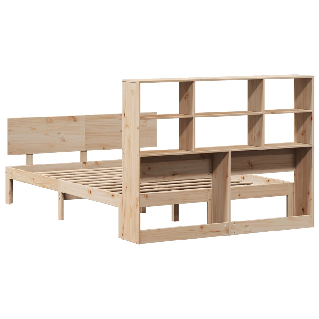 Bookcase Bed without Mattress 120x190 cm Small Double Solid Wood Pine