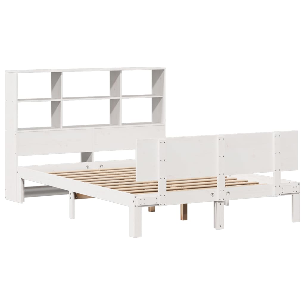 Bookcase Bed without Mattress White 120x190 cm Small Double Solid Wood Pine