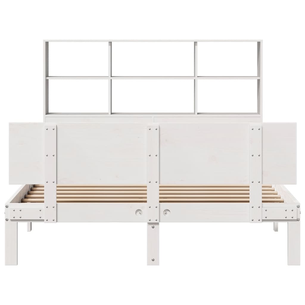 Bookcase Bed without Mattress White 120x190 cm Small Double Solid Wood Pine