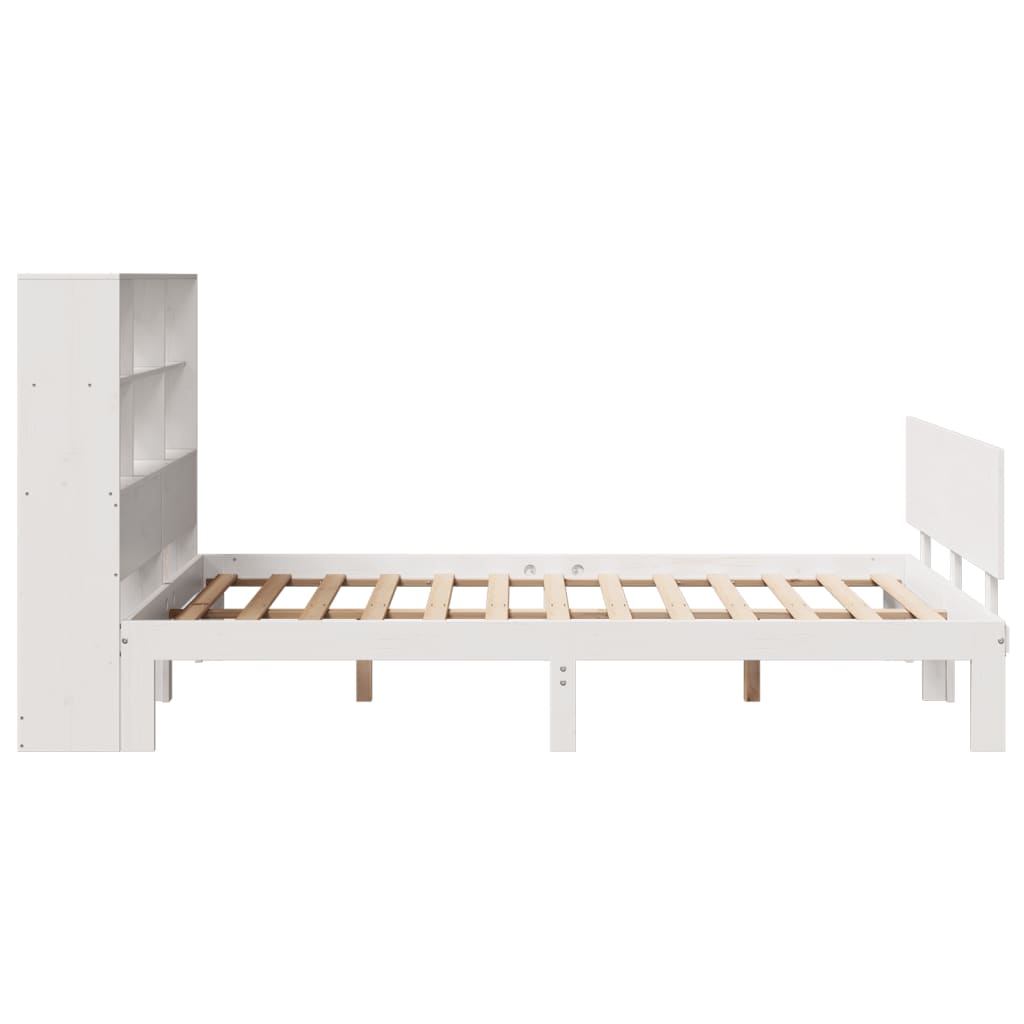 Bookcase Bed without Mattress White 120x190 cm Small Double Solid Wood Pine