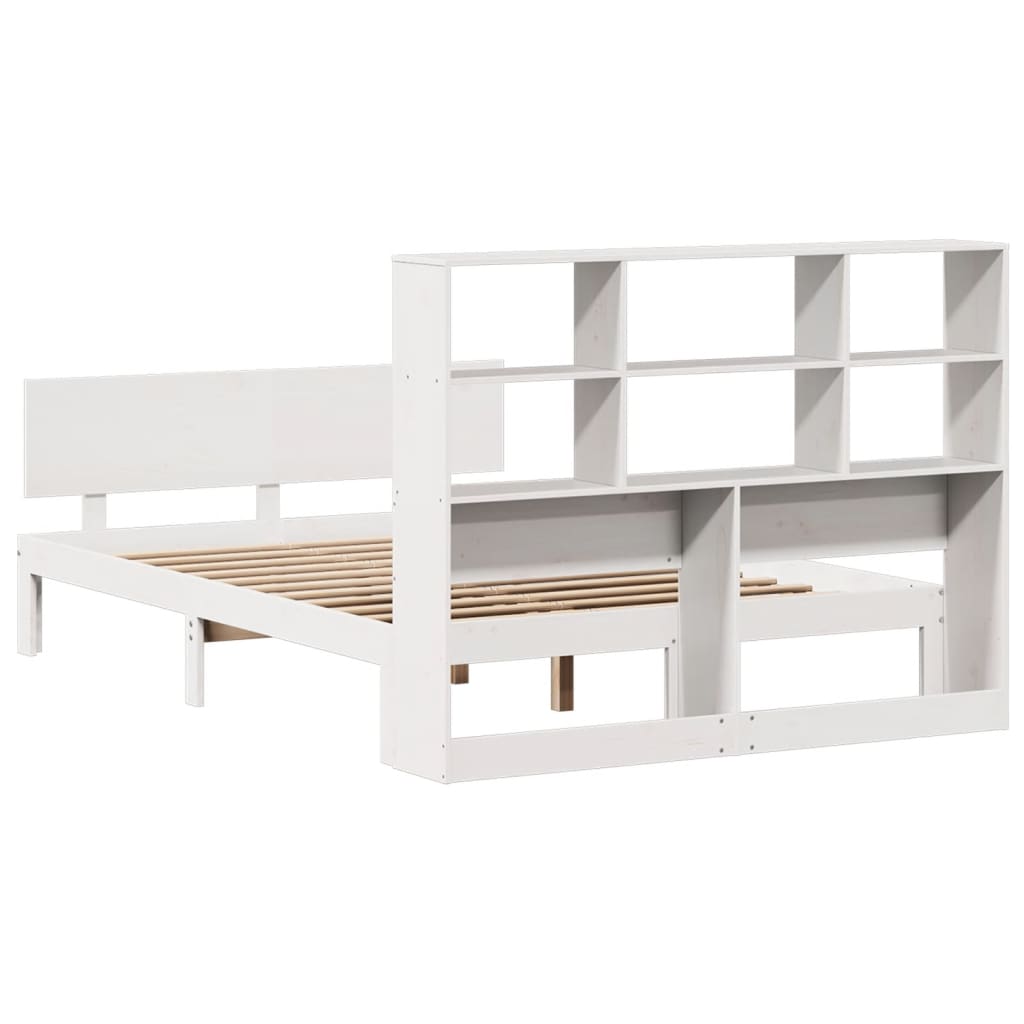 Bookcase Bed without Mattress White 120x190 cm Small Double Solid Wood Pine