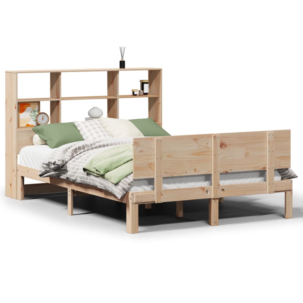 Bookcase Bed without Mattress 135x190 cm Double Solid Wood Pine