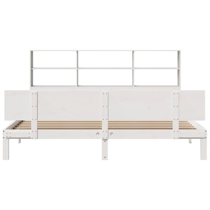 Bookcase Bed without Mattress White 180x200 cm Super King Solid Wood Pine