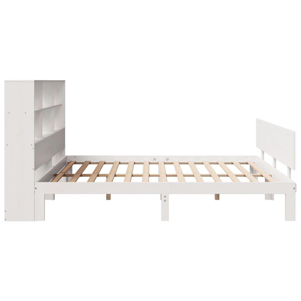 Bookcase Bed without Mattress White 180x200 cm Super King Solid Wood Pine