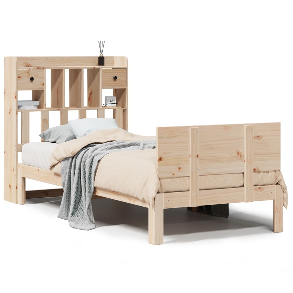 Bookcase Bed without Mattress 75x190cm Solid Wood Pine