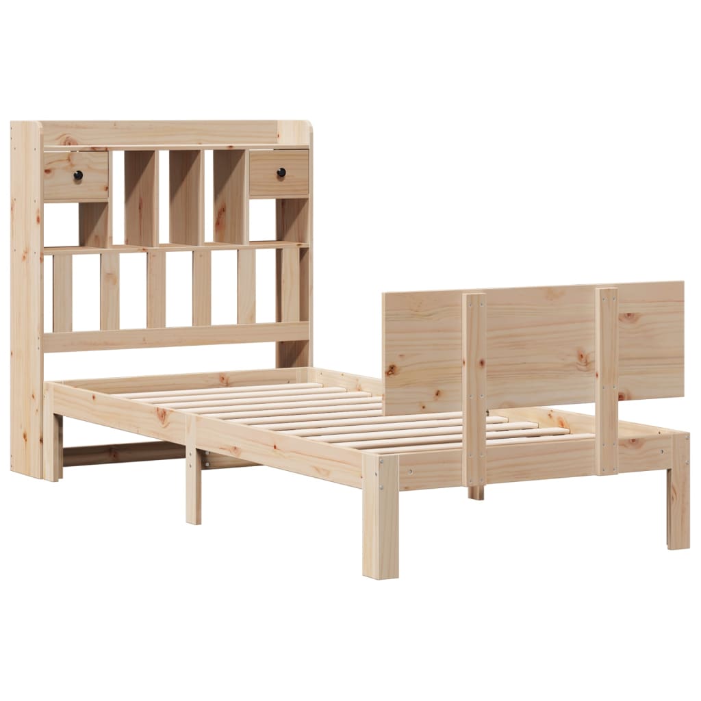 Bookcase Bed without Mattress 75x190cm Solid Wood Pine