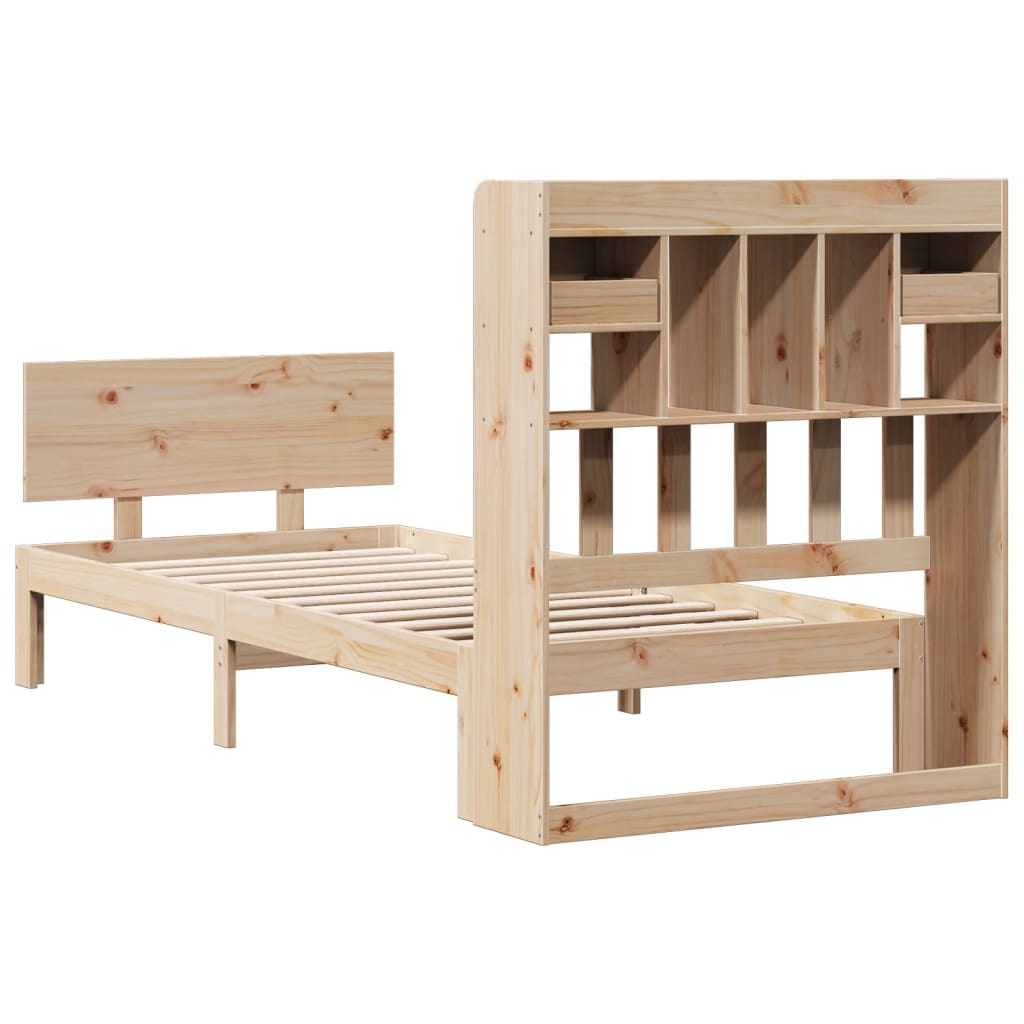 Bookcase Bed without Mattress 75x190cm Solid Wood Pine