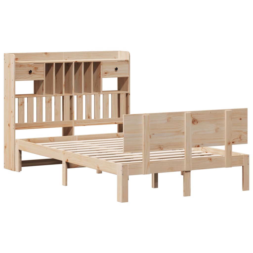 Bookcase Bed without Mattress 120x190 cm Small Double Solid Wood Pine