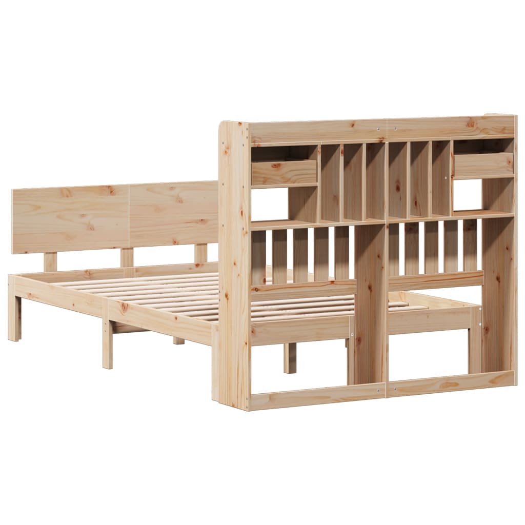 Bookcase Bed without Mattress 120x190 cm Small Double Solid Wood Pine