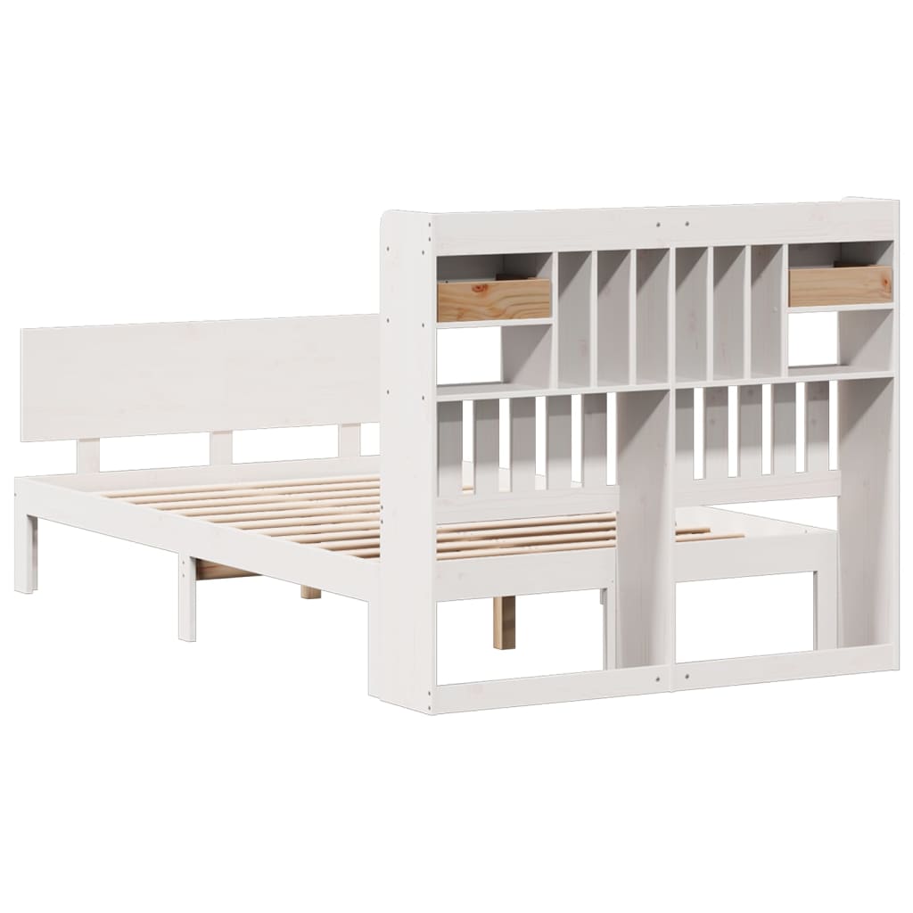 Bookcase Bed without Mattress White 120x190 cm Small Double Solid Wood Pine