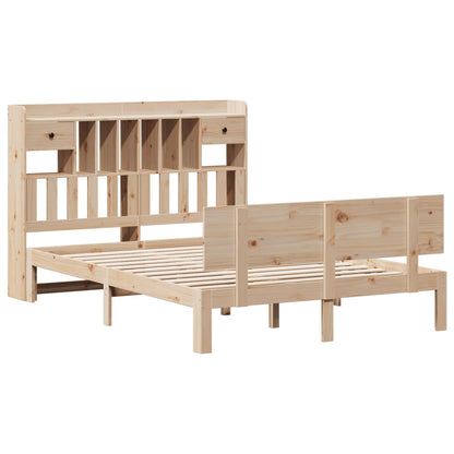 Bookcase Bed without Mattress 140x190cm Solid Wood Pine