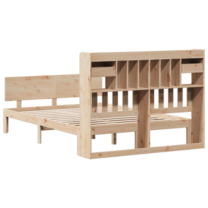 Bookcase Bed without Mattress 140x190cm Solid Wood Pine