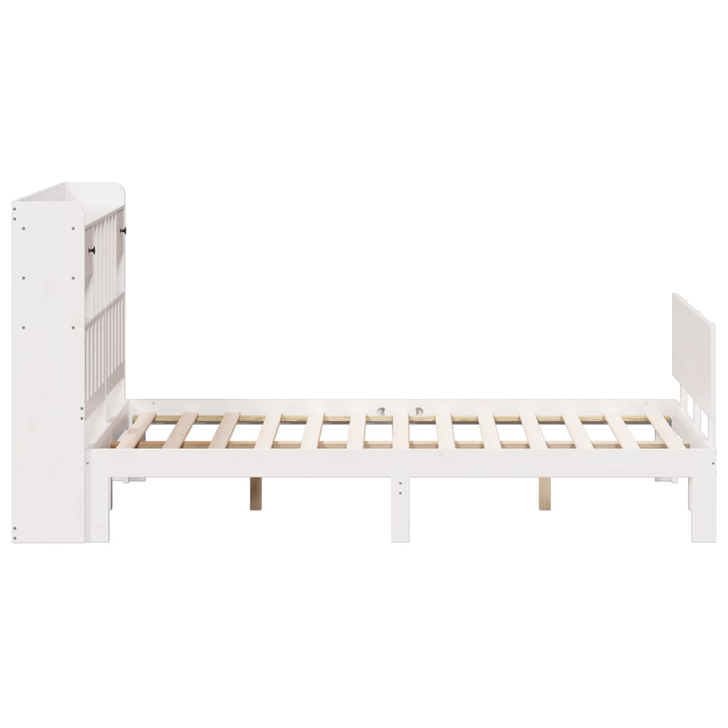 Bookcase Bed without Mattress White 140x200cm Solid Wood Pine