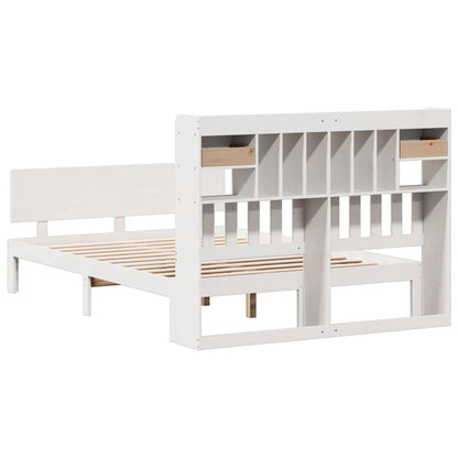 Bookcase Bed without Mattress White 140x200cm Solid Wood Pine