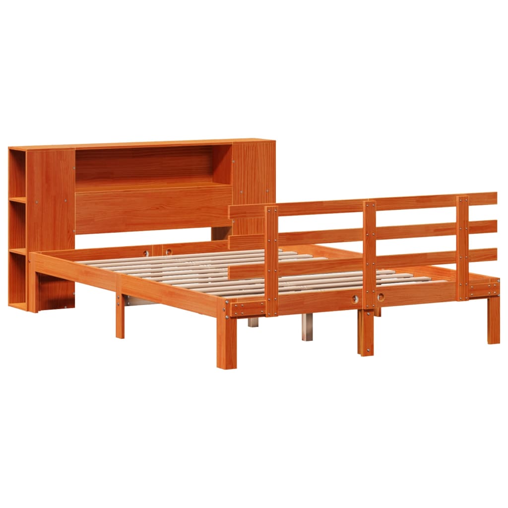 Bookcase Bed without Mattress Wax Brown 120x190 cm Small Double Solid Wood Pine