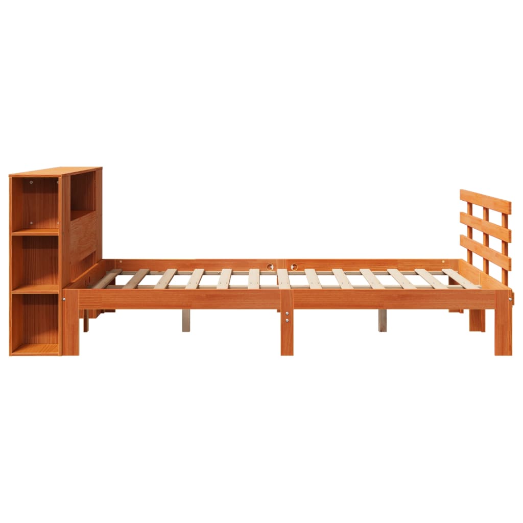 Bookcase Bed without Mattress Wax Brown 120x190 cm Small Double Solid Wood Pine