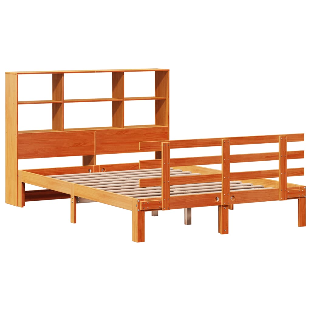 Bookcase Bed without Mattress Wax Brown 120x190 cm Small Double Solid Wood Pine