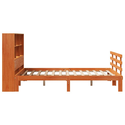 Bookcase Bed without Mattress Wax Brown 120x190 cm Small Double Solid Wood Pine