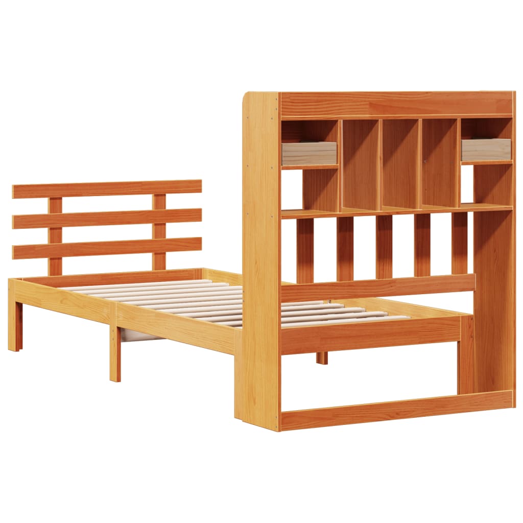 Bookcase Bed without Mattress Wax Brown 90x190 cm Single Solid Wood Pine