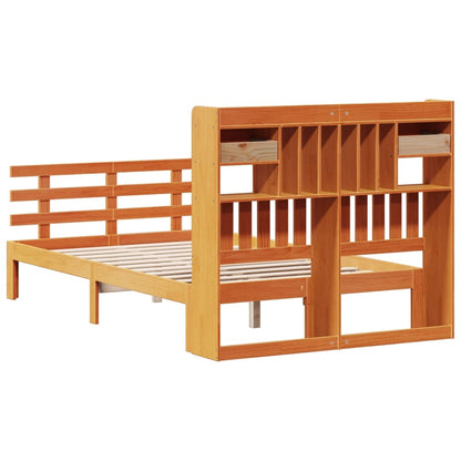 Bookcase Bed without Mattress Wax Brown 120x190 cm Small Double Solid Wood Pine