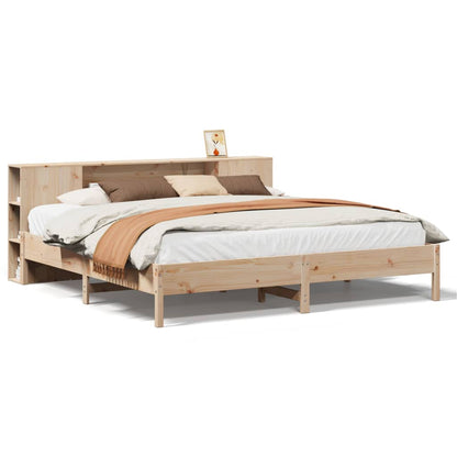 Bookcase Bed without Mattress 200x200 cm Solid Wood Pine