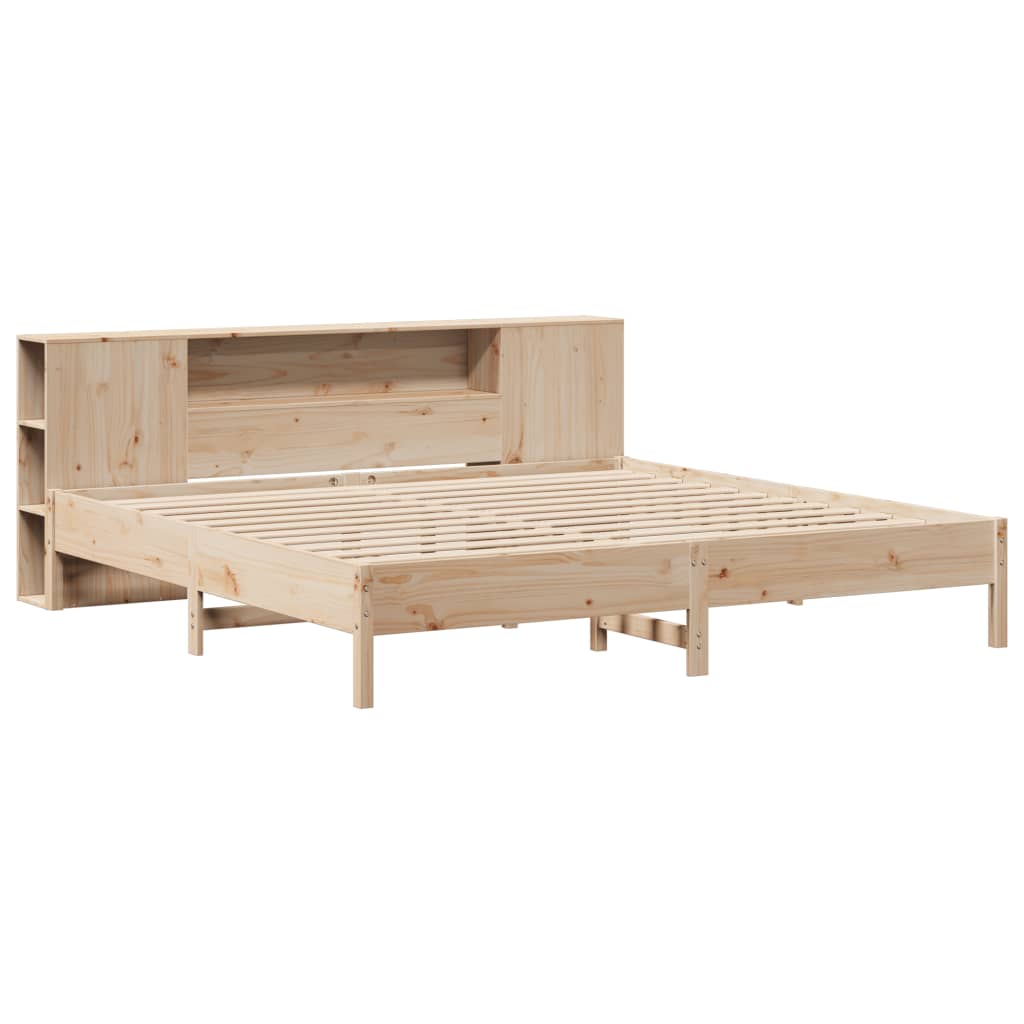 Bookcase Bed without Mattress 200x200 cm Solid Wood Pine