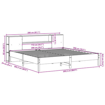 Bookcase Bed without Mattress 200x200 cm Solid Wood Pine