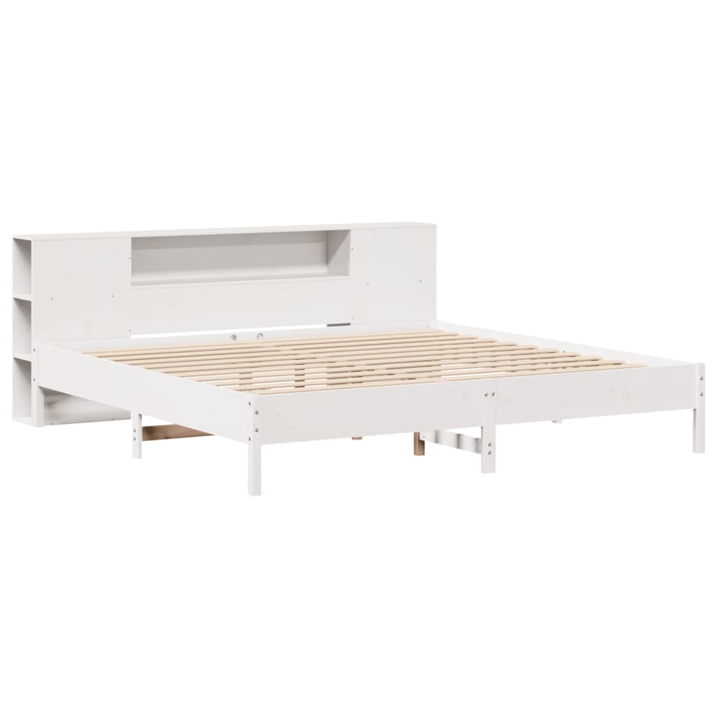 Bookcase Bed without Mattress White 200x200 cm Solid Wood Pine