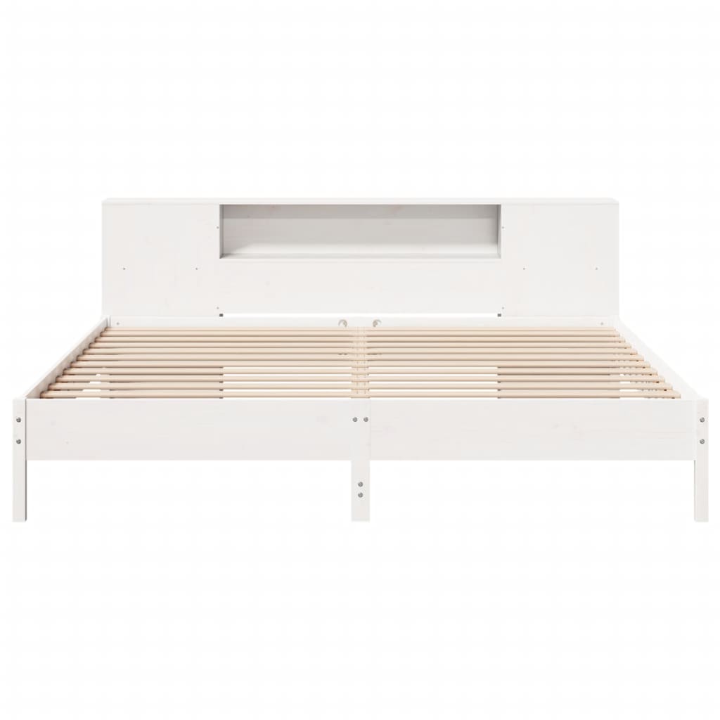 Bookcase Bed without Mattress White 200x200 cm Solid Wood Pine