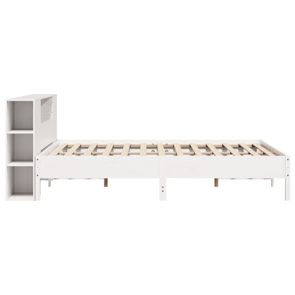 Bookcase Bed without Mattress White 200x200 cm Solid Wood Pine