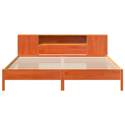 Bookcase Bed without Mattress Wax Brown 200x200 cm Solid Wood Pine