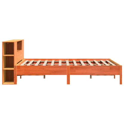 Bookcase Bed without Mattress Wax Brown 200x200 cm Solid Wood Pine