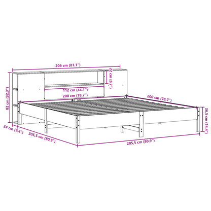 Bookcase Bed without Mattress Wax Brown 200x200 cm Solid Wood Pine