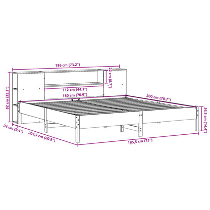 Bookcase Bed without Mattress 180x200 cm Super King Solid Wood Pine