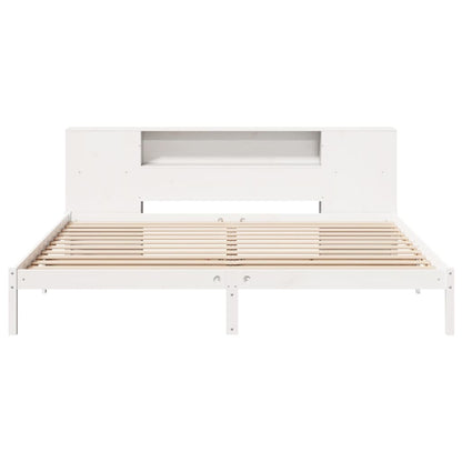 Bookcase Bed without Mattress White 180x200 cm Super King Solid Wood Pine