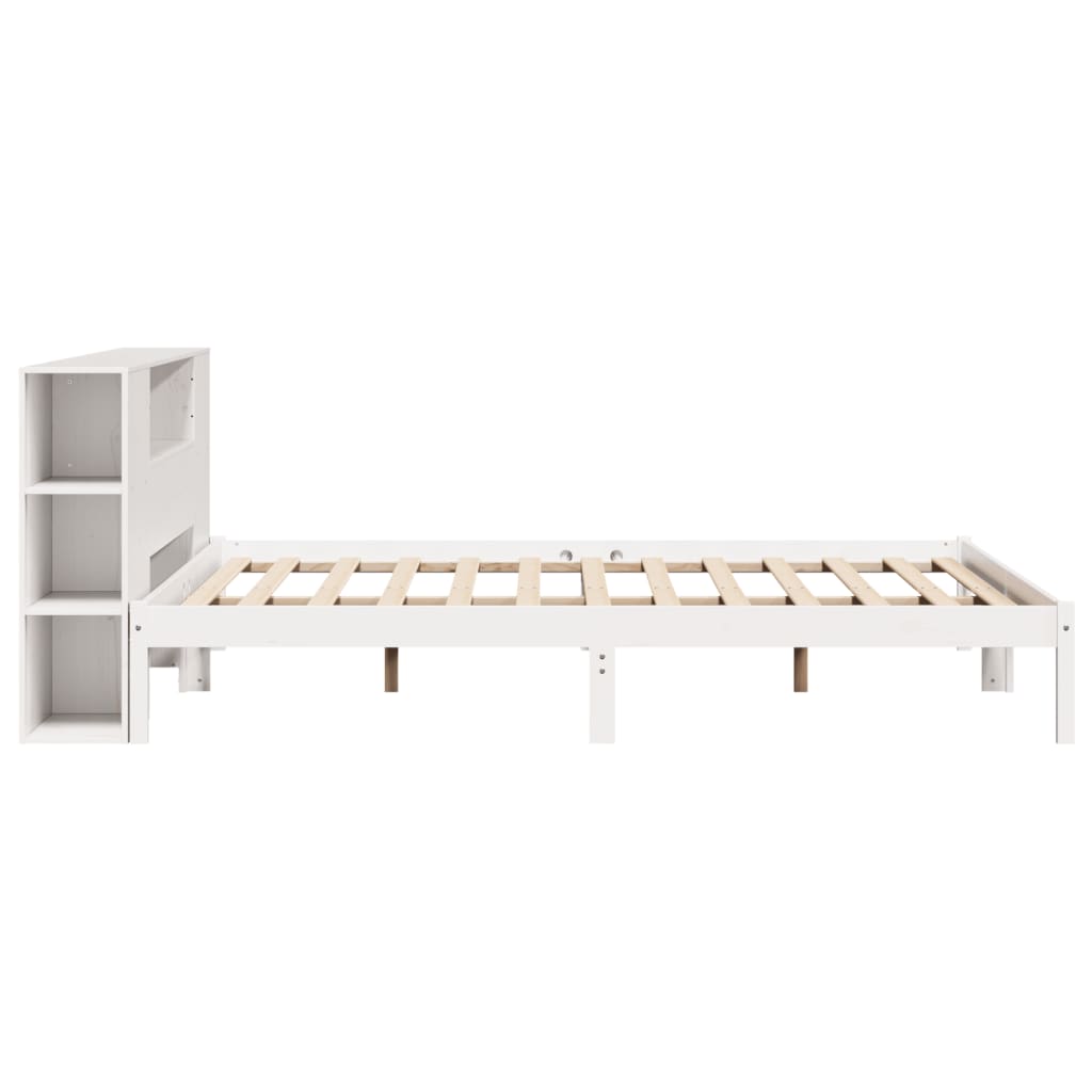 Bookcase Bed without Mattress White 180x200 cm Super King Solid Wood Pine