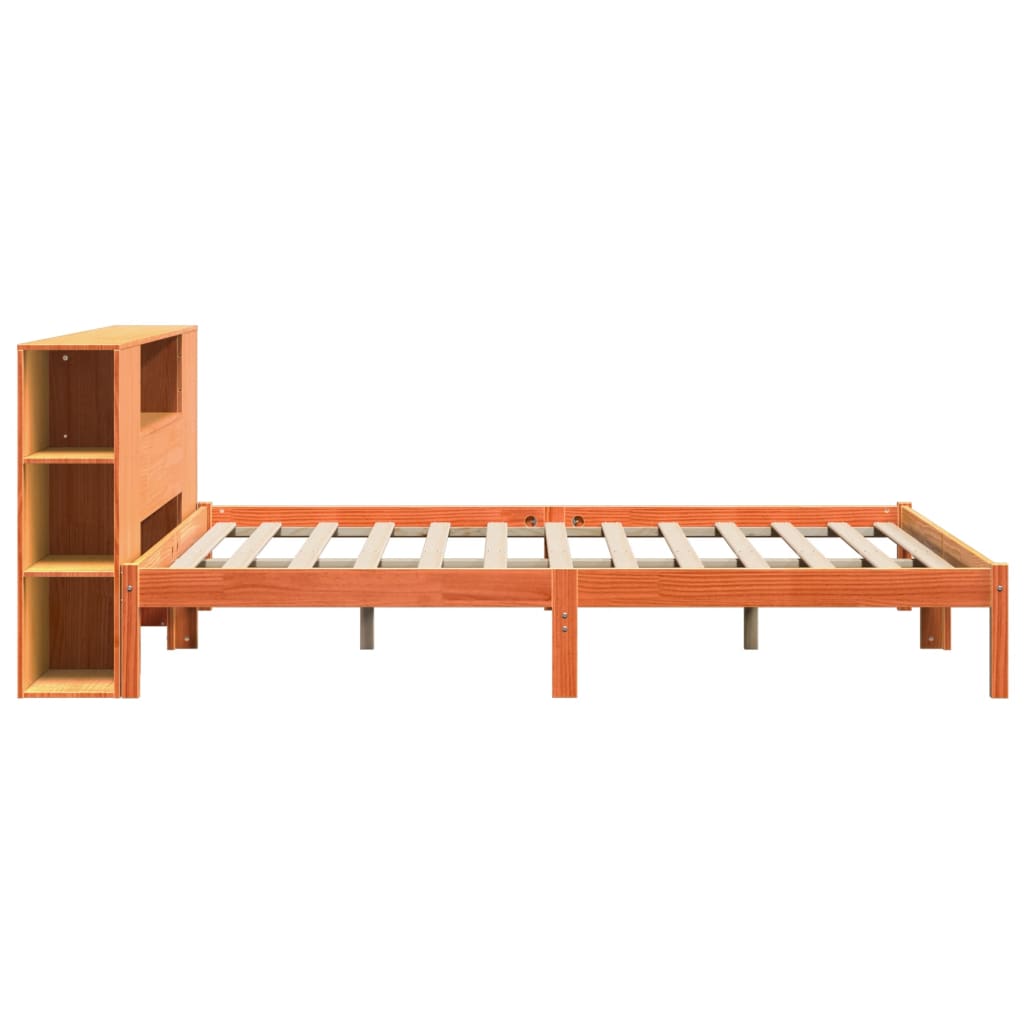 Bookcase Bed without Mattress Wax Brown 180x200 cm Super King Solid Wood Pine