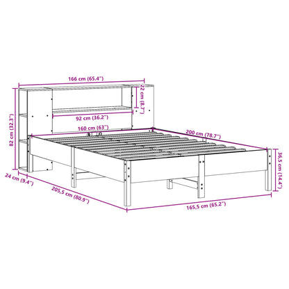 Bookcase Bed without Mattress 160x200 cm Solid Wood Pine