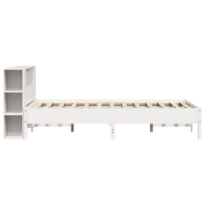 Bookcase Bed without Mattress White 160x200 cm Solid Wood Pine