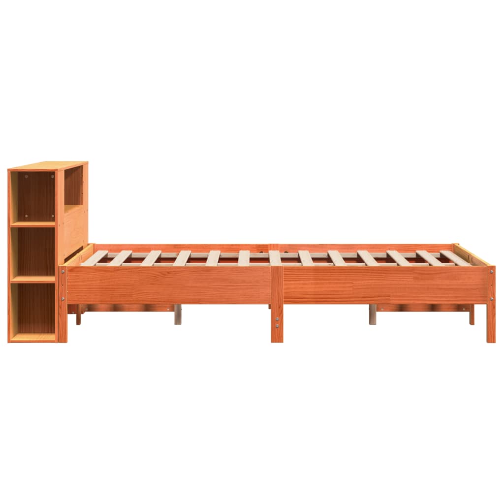 Bookcase Bed without Mattress Wax Brown 160x200 cm Solid Wood Pine