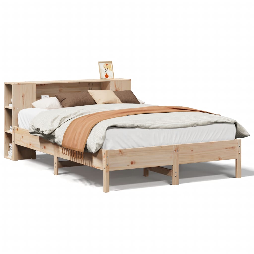 Bookcase Bed without Mattress 150x200 cm King Solid Wood Pine