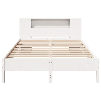 Bookcase Bed without Mattress White 150x200 cm King Solid Wood Pine