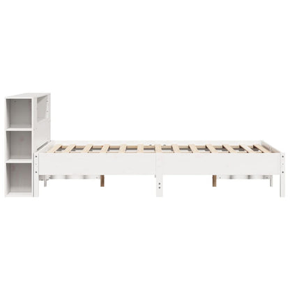 Bookcase Bed without Mattress White 150x200 cm King Solid Wood Pine