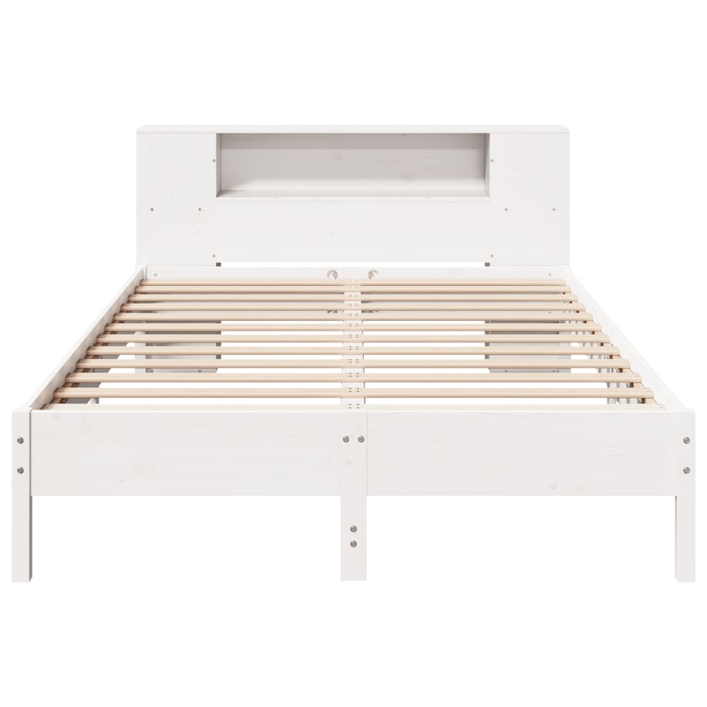 Bookcase Bed without Mattress White 140x200 cm Solid Wood Pine