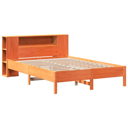 Bookcase Bed without Mattress Wax Brown 140x190 cm Solid Wood Pine