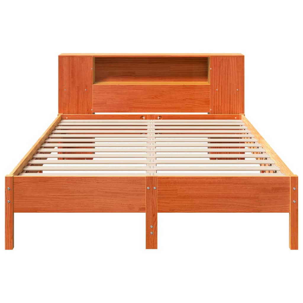 Bookcase Bed without Mattress Wax Brown 140x190 cm Solid Wood Pine