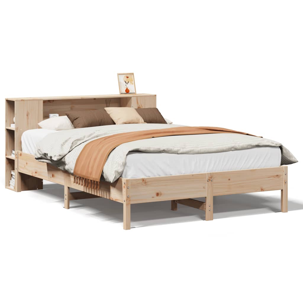 Bookcase Bed without Mattress 135x190 cm Double Solid Wood Pine