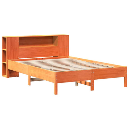 Bookcase Bed without Mattress Wax Brown 120x190 cm Small Double Solid Wood Pine