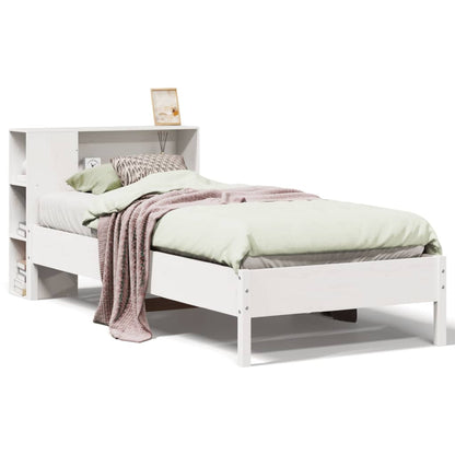 Bookcase Bed without Mattress White 100x200cm Solid Wood Pine