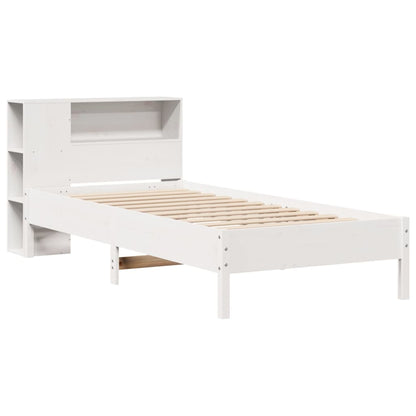 Bookcase Bed without Mattress White 100x200cm Solid Wood Pine